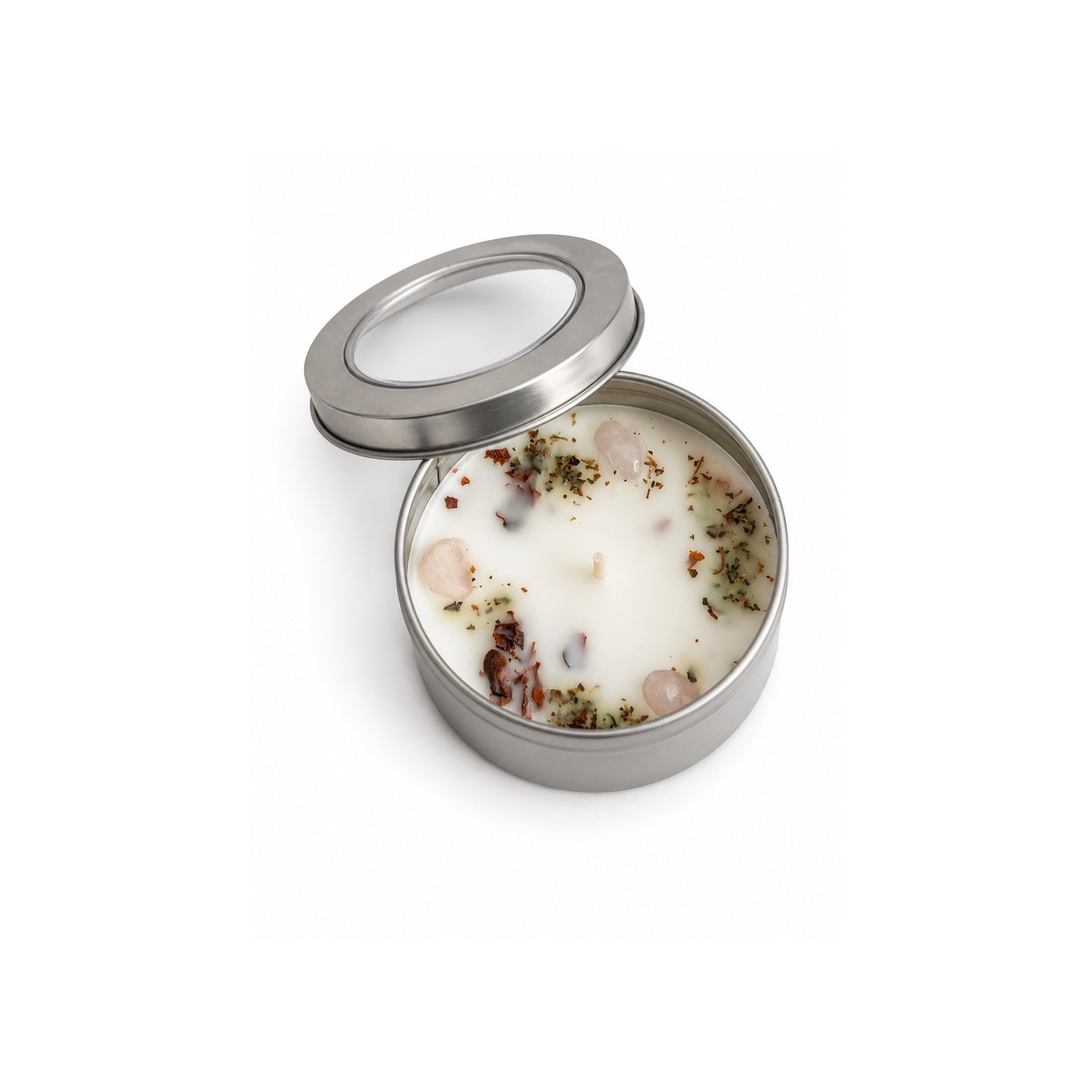 Bougie « amour » quartz rose et rose 70 g