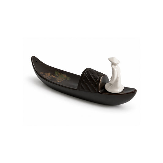 Porte-encens en céramique bateau chinois