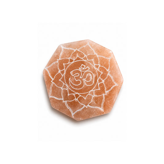 Plaque de sélénite orange OM HEXA 10 cm
